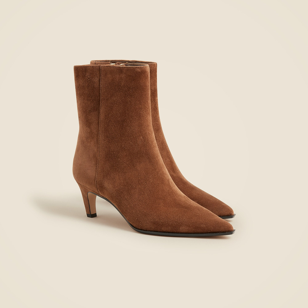 J. Crew Stevie Suede Mid Heel Pointed Toe Ankle Boots Brown Women's Size EU 40